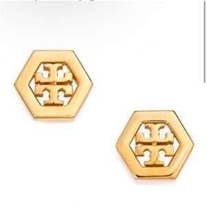 TORY BURCH logo stud earrings in gold 💎